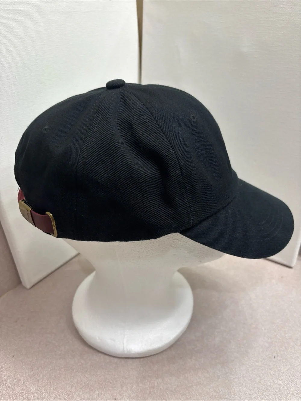 KANGOL Dad Hat Baseball Cap Unisex Black Logo Leather Strapback Adjustable OSFM